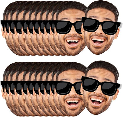 Big Dot of Happiness Custom Photo Sunglasses - Personalized Party DIY Shaped Fun Face Cut-Outs - 24 Count