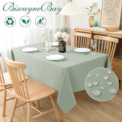 Biscaynebay Square Tablecloth 60x60 Inch-Sage Card Fabric Table Cover-Small Folding Tablecloths Linen Water Resistant Washable for Kitchen Dining Picnic Patio Outdoor Party Restaurant Tables
