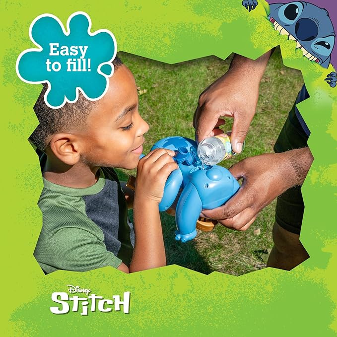 Stitch NO Spill Musical Bubble Machine | Bubble Toy for Toddlers and Kids | Amazon Toys Exclusive with 16 oz of Extra Bubble Solution (Bubble Solution Bottle Colors Will Vary)