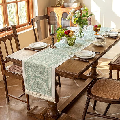 Table Runner 48 Inches Long,Waterproof Boho Table Runner with Tassel Fringe,Table Runners for Party Coffee Table