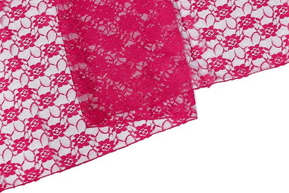 MDS Pack of 5 Wedding 12 x 108 inches Lace Table Runner for Wedding, Decorations for Birthday Parties, Banquets, Graduations, Engagements, and Runners fit Rectangle, Round Table- Magenat