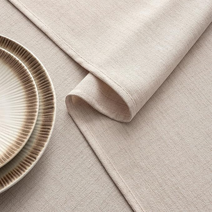 MIULEE Natural Linen Tablecloth 60x120 Inch Rectangle Table Cloth Waterproof,Stain Resistant & Wrinkle Resistant for Dining Party Wedding
