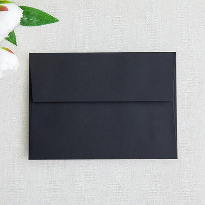 PONATIA 50 Pieces 5x7 Envelopes, A7 Envelopes Self Seal for Weddings, Invitation Cards, Photos, Postcards, Greeting Cards Mailing, Baby Shower, Graduation, Christmas Gift Cards (Black)