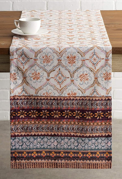 Maison d' Hermine Table Runner 100% Cotton Single Layer Table Runners 108 inches Long for Thanksgiving Christmas Decorations Home Kitchen Dining Party Wedding (Fair Isle, 14.5" x 108")