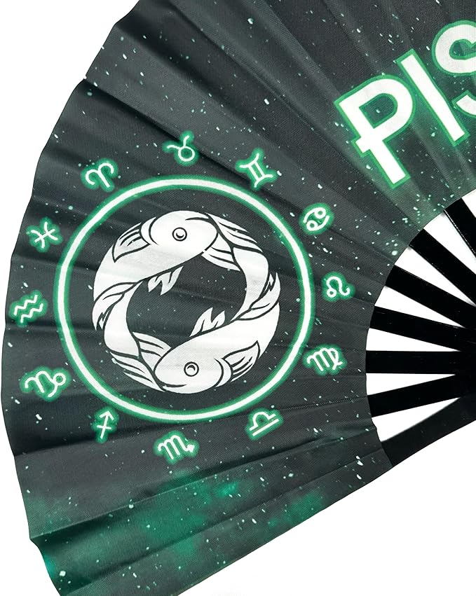 DeFlare | Cosmic Zodiac Rave Fan | Zodiac Sign Hand Fan | Astrology Rave Fan | Hand Fan | Large Rave Fan | Large Clacking Fan