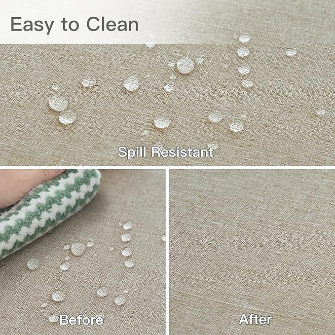 maxmill Linen Texture Tablecloth Water Resistance Antiwrinkle Spillproof Wipeable Washable Fabric Table Cloth for Dining Room, Buffet Banquet Party Holiday Dinner, Rectangular 60 x 108 Inch, Linen