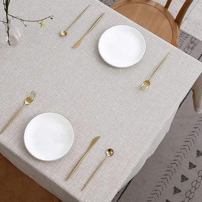 maxmill Flaxy Faux Linen Tablecloth with 2-Tone Slubby Texture Wrinkle Free Anti-Shrink Soft Table Cloth for Kitchen Dining Tabletop for Outdoor and Indoor Use Rectangle 60 x 84 Inch Linen