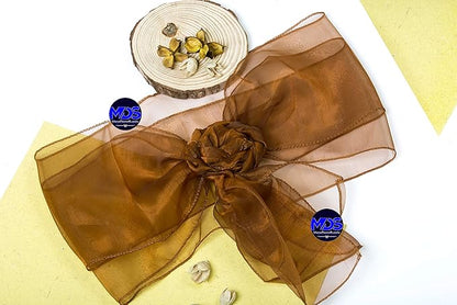 MDS Pack of 300 PCS Organza Chair Sashes Wider Dining Chair Bows Ribbon Tie Back for Wedding Party Birthday Bridal Shower Reception Event Banquet Home Chair Cover Decoration - Bronze