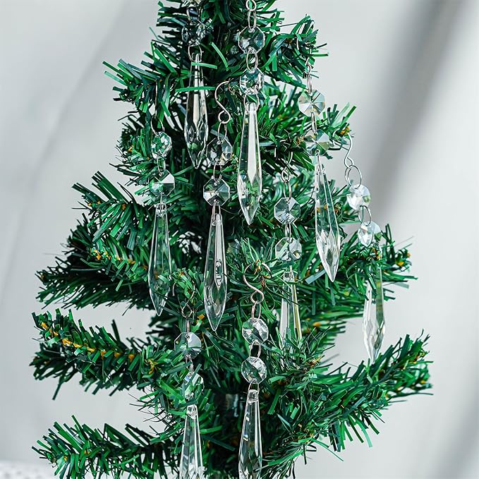 H&D 10pcs 63mm Chandelier Crystals Ornament - Clear Crystal Chandelier Prisms Icicle Drop Pendants