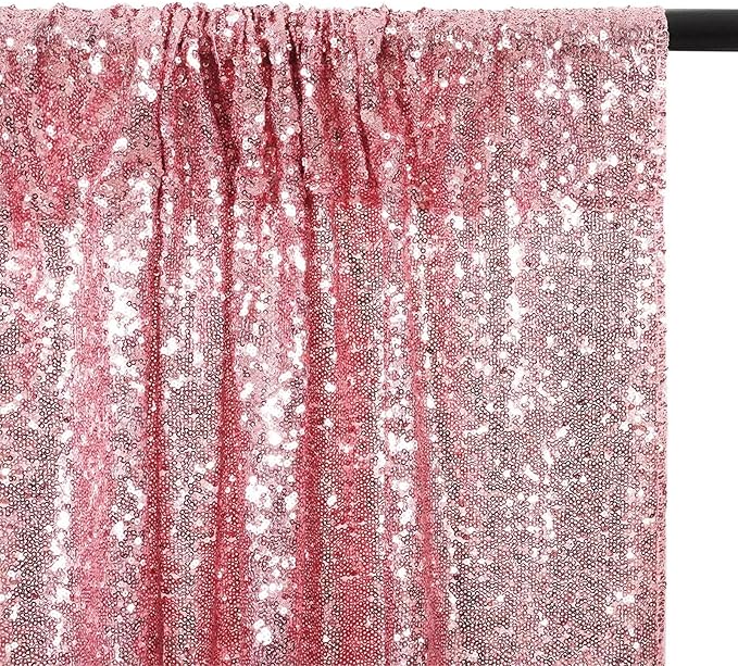 Eternal Beauty Sequin Backdrop Curtains, 2x8 Ft-2 Panels Fuchsia Pink Back Drop for Shimmer Photography Party Wedding Birthday Decor