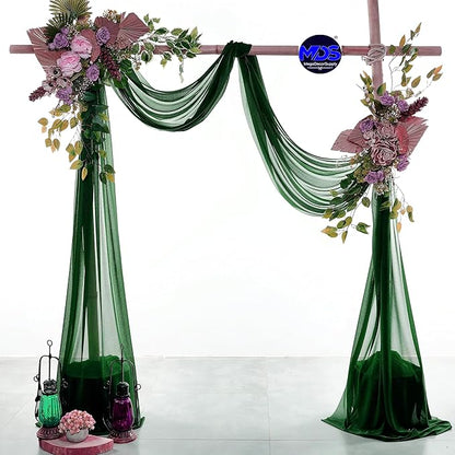 MDS Halloween Chiffon Draping Fabric - 1 Panel, 30" Wide x 100ft Long - Sheer Spooky Arbor & Canopy Drapery for Haunted House Backdrops, Party Ceilings, DIY Costumes & Themed Events - Hunter Green