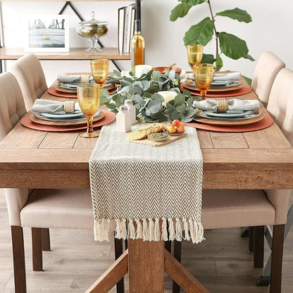DII Woven Basic Tabletop Collection, Chevron Table Runner, 15x72, Darn Brown