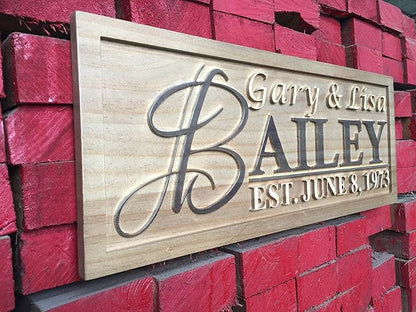 ADVPRO Personalized Custom Made Solid Pine Wood rustic home sign décor - wedding, anniversary, housewarming - fully customized with First/Last/Family name/Surname or date - wpa0002