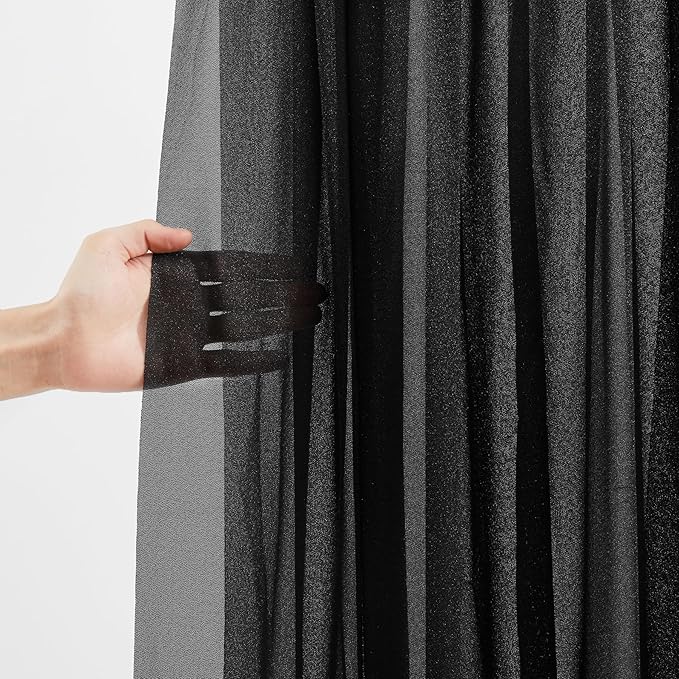 Black Wedding Arch Draping Fabric 1 Panel 30'' x 20FT Black Drapes Sheer Fabric Backdrop Arch Draping Fabrics for Wedding Ceremony Birthday Party Bridal Shower Decoration