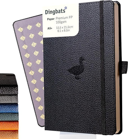 Dingbats* Wildlife Plain Writing Journal Notebook A5 - Vegan Leather Hardcover - Ideal for Work, Travel - Pocket, Elastic Closure, & Bookmark