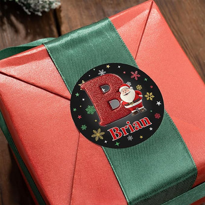 callie Personalized Christmas Stickers - Custom Name & Initial, 1.97 Inch Cartoon Santa Claus Design Merry Christmas Stickers Labels for Envelopes Seals Crafts Cards Gifts (30PCS)
