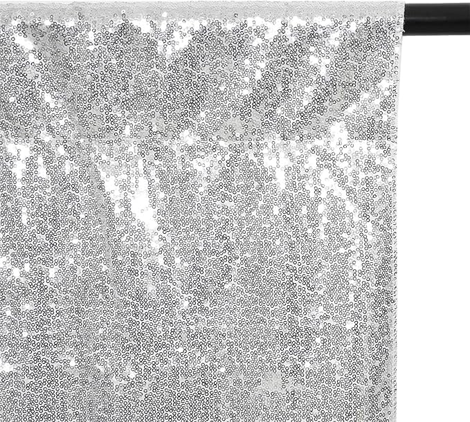 Eternal Beauty Silver Thick Sequin Backdrop, 10x10 Ft Glitter Background Curtains for Shimmer Photography Party Wedding Birthday Back Drop Decor
