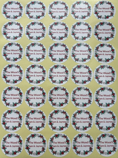 Custom Stickers for Weddings, Birthdays & Businesses - Personalized Labels with Your Logo - Waterproof, Fade and Heat Resistant - Pack of 100-1000 (Wreath G, 4 Inch)