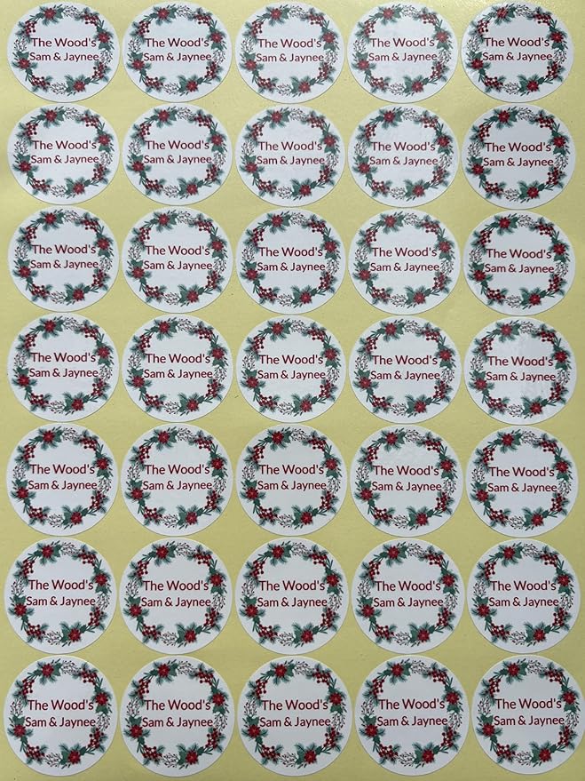 Custom Stickers for Weddings, Birthdays & Businesses - Personalized Labels with Your Logo - Waterproof, Fade and Heat Resistant - Pack of 100-1000 (Wreath Q, 1.5 Inch)
