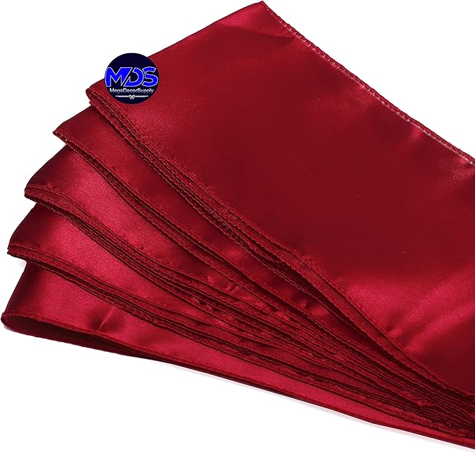 MDS Pack of 150 PCS Satin Chair Sashes Charmeuse Sateen Dining Chair Bows Ribbon Ties Back Sash for Wedding Party Birthday Home Hotel Restaurant Banquet Decoration (7 x 108 Inch, Apple Red)