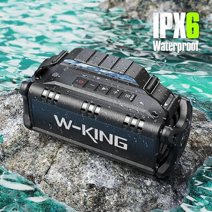 W-KING Bluetooth Speaker, 90W Max Portable Outdoor Speaker Loud, IPX6 Waterproof/50W Deep Bass Subwoofer/40H/EQ/Dual Pairing/TF/AUX, Large Boombox Speakers Bluetooth Wireless for Party/Beach/Jobside