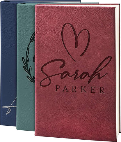 GIFTBYGIFTY Personalized Leather Journal Notebooks for Women | 12 Design, 9 Color - Burgundy | Custom Notebook for Women - Diary for Girls