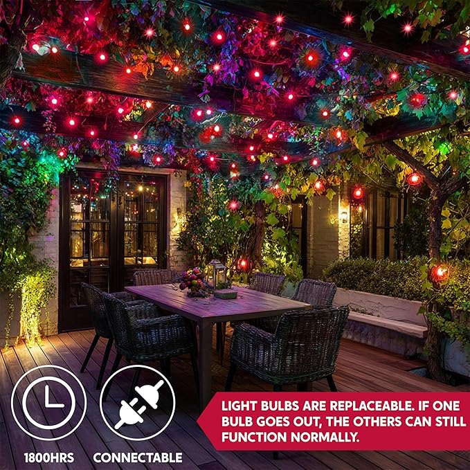 Joiedomi Red Christmas Lights Outdoor,42.8FT Christmas Tree Lights Outside,200(2x100) Count String Lights,Green Wire Xmas Lights for Decorations Indoor Holiday Theme Party Yard House