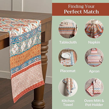 Maison d' Hermine Table Runner 100% Cotton Double Layer Table Runners 72 inches Long for Thanksgiving Christmas Decorations Home Kitchen Dining Party Wedding (Romane, 14.5" x 72")