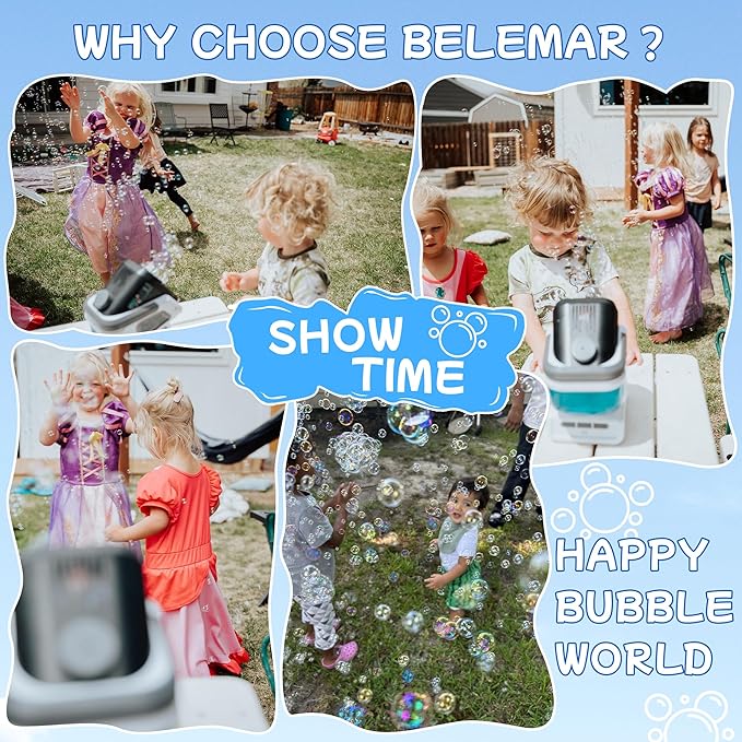 2025 Upgraded Bubble Machine with Remote Control, Automatic Rotation & RGB Lights, 1800mAh Rechargeable Battery, Type-C Charge, Bubble Maker for Kids, Weddings, Birthday Parties, Outdoor Activities