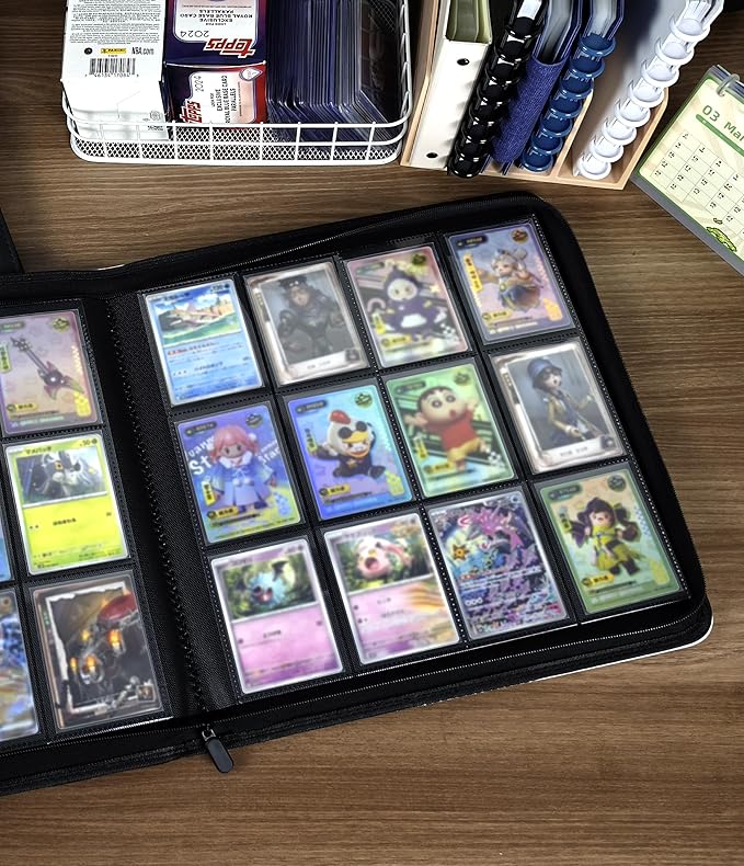 12 Pockets Premium Card Binder 480 Cards Trading Card Binders Side Load Card Storage Display Album(12 Pocket 480 Card Slot,Blue)
