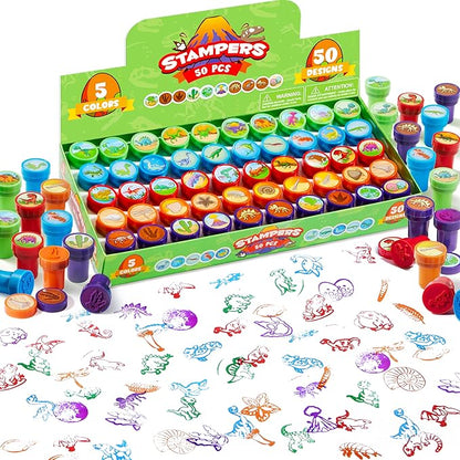 JOYIN 50PCS Dinosaur Stamps for Kids, 50 Different Designs, Fossils, Sea Creatures, Stamps for Dinosaur Party Favors, Easter Egg Stuffers, Halloween, Christmas, Birthday Gifts
