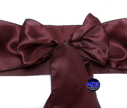 MDS Pack of 25 PCS Satin Chair Sashes Charmeuse Sateen Dining Chair Bows Ribbon Ties Back Sash for Wedding Party Birthday Home Hotel Restaurant Banquet Decoration (7 x 108 Inch, Burgundy)