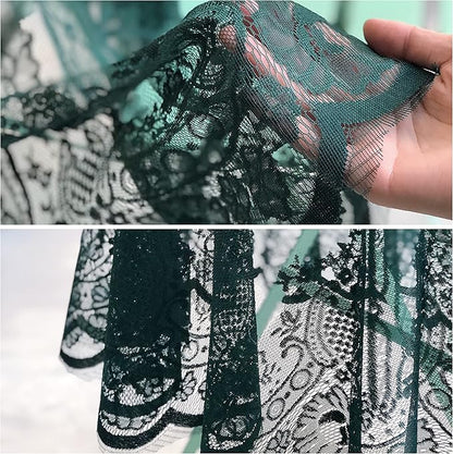 Gorgeous Round Lace Tablecloth,Vintage Floral Embroidered Table Cloths, Chic Round Table Cover for Wedding Banquet HolidayDinner Tables 60INCH (Vintage Green)
