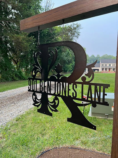 Personalized Metal Name Signs, Split Letter Monogram Wall Decor, Custom Last Name Sign, Family Name Sign for Outdoor, Personalized Wedding Gift, Garden Decor, Metal Wall Art, Housewarming Gift (MonogramDesign_4)