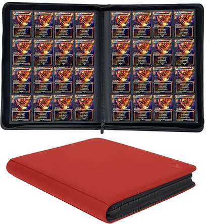 1600+ Pockets Trading Card Binder, 16-Pocket Card Ablum Compatible with MTG,Sports Cards & Other Standard Size Trading Card (RED)