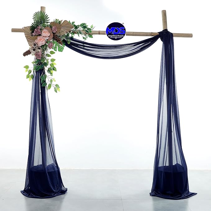 MDS Halloween Chiffon Draping Fabric - 1 Panel, 30" Wide x 30ft Long - Sheer Spooky Arbor & Canopy Drapery for Haunted House Backdrops, Party Ceilings, DIY Costumes & Themed Events - Navy Blue