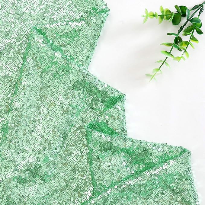 Eternal Beauty Mint Green Table Runner for Wedding, 2PCS-12x108 Sequin Table Runner Decorations for Birthday Parties, Banquets, Graduations,Christmas