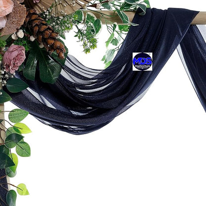 MDS Halloween Chiffon Draping Fabric - 2 Panel, 30" Wide x 75ft Long - Sheer Spooky Arbor & Canopy Drapery for Haunted House Backdrops, Party Ceilings, DIY Costumes & Themed Events - Navy Blue