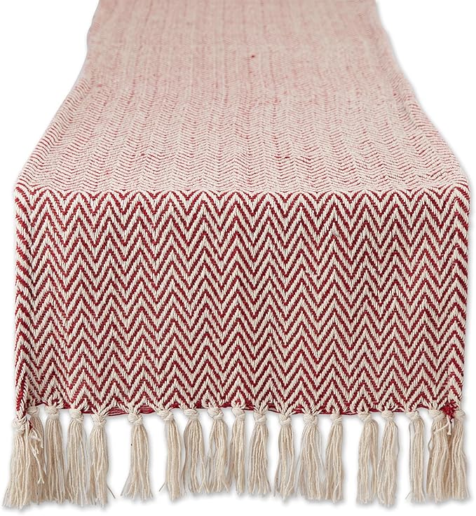 DII Woven Basic Tabletop Collection, Chevron Table Runner, 15x108, Barn Red