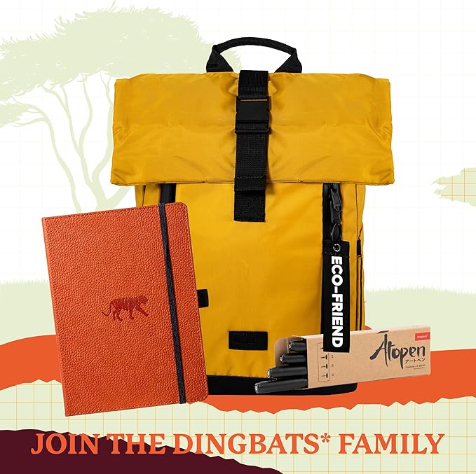 Dingbats* Wildlife Plain Writing Journal Notebook A5 - Vegan Leather Hardcover - Ideal for Work, Travel - Pocket, Elastic Closure, & Bookmark