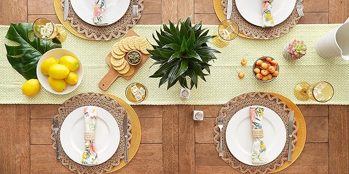 DII Woven Basic Tabletop Collection Chevron Table Runner, 15x108, Avocado