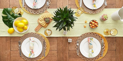 DII Woven Basic Tabletop Collection Chevron Table Runner, 15x108, Avocado