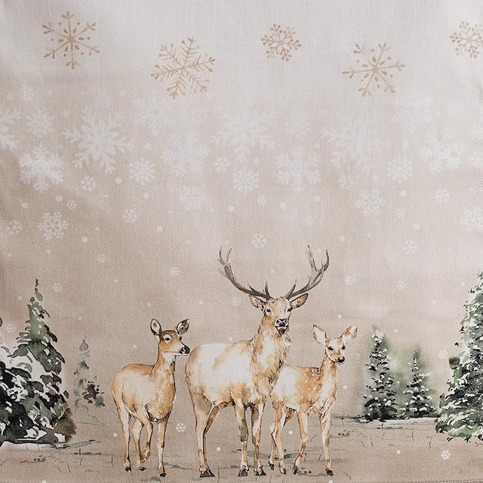 Maison d' Hermine Table Runner 100% Cotton Single Layer Table Runners 36 inches Long for Thanksgiving Christmas Decorations Home Kitchen Dining Party Wedding (Deer in The Woods, 14.5" x 36")