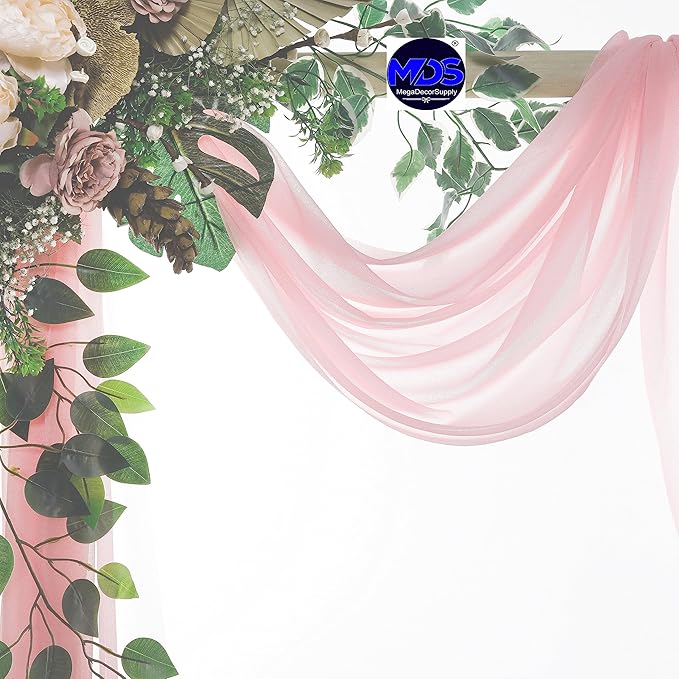 MDS Halloween Chiffon Draping Fabric - 1 Panel, 30" Wide x 75ft Long - Sheer Spooky Arbor & Canopy Drapery for Haunted House Backdrops, Party Ceilings, DIY Costumes & Themed Events - Blush Pink