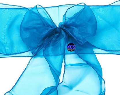 MDS Pack of 150 PCS Organza Chair Sashes Wider Dining Chair Bows Ribbon Tie Back for Wedding Party Birthday Bridal Shower Reception Event Banquet Home Chair Cover Decoration - Dark Teal