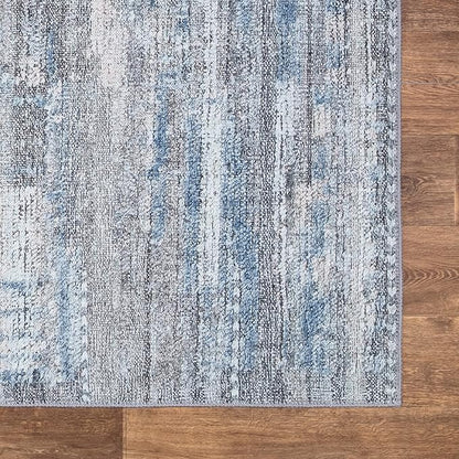 Bloom Rugs Washable Non-Slip 2' x 3' Rug - Gray/Blue/Blush Modern Abstract Area Rug for Living Room, Bedroom, Dining Room, and Kitchen - Exact Size: 2' x 3'
