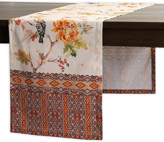 Maison d' Hermine Table Runner 100% Cotton Single Layer Table Runners 36 inches Long for Thanksgiving Christmas Decorations Home Kitchen Dining Party Wedding (Kelim - Prairie, 14.5" x 36")