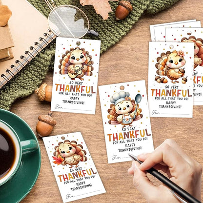 40 PCS Fall Gift Tags Thanksgiving Gift Tags with String, 2.1" x 3.5" Thanksgiving Design Present Label for Present Bags, Fall Party Favor Decorations, 4 Styles - A02