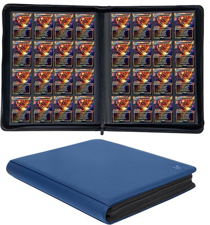 1600+ Pockets Trading Card Binder, 16-Pocket Card Ablum Compatible with MTG,Sports Cards & Other Standard Size Trading Card (NAVY BLUE)