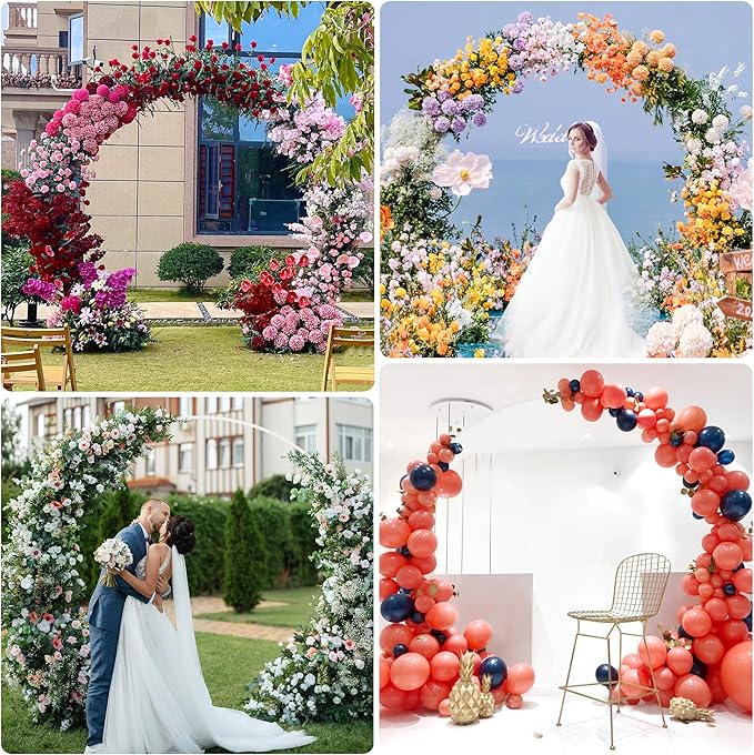 Asee'm 8.5FT White Wedding Arch Round Backdrop Stand Large Circle Metal Floral Balloon Frame for Party Anniversary Birthday Graduation Valentine Ceremony Decorations